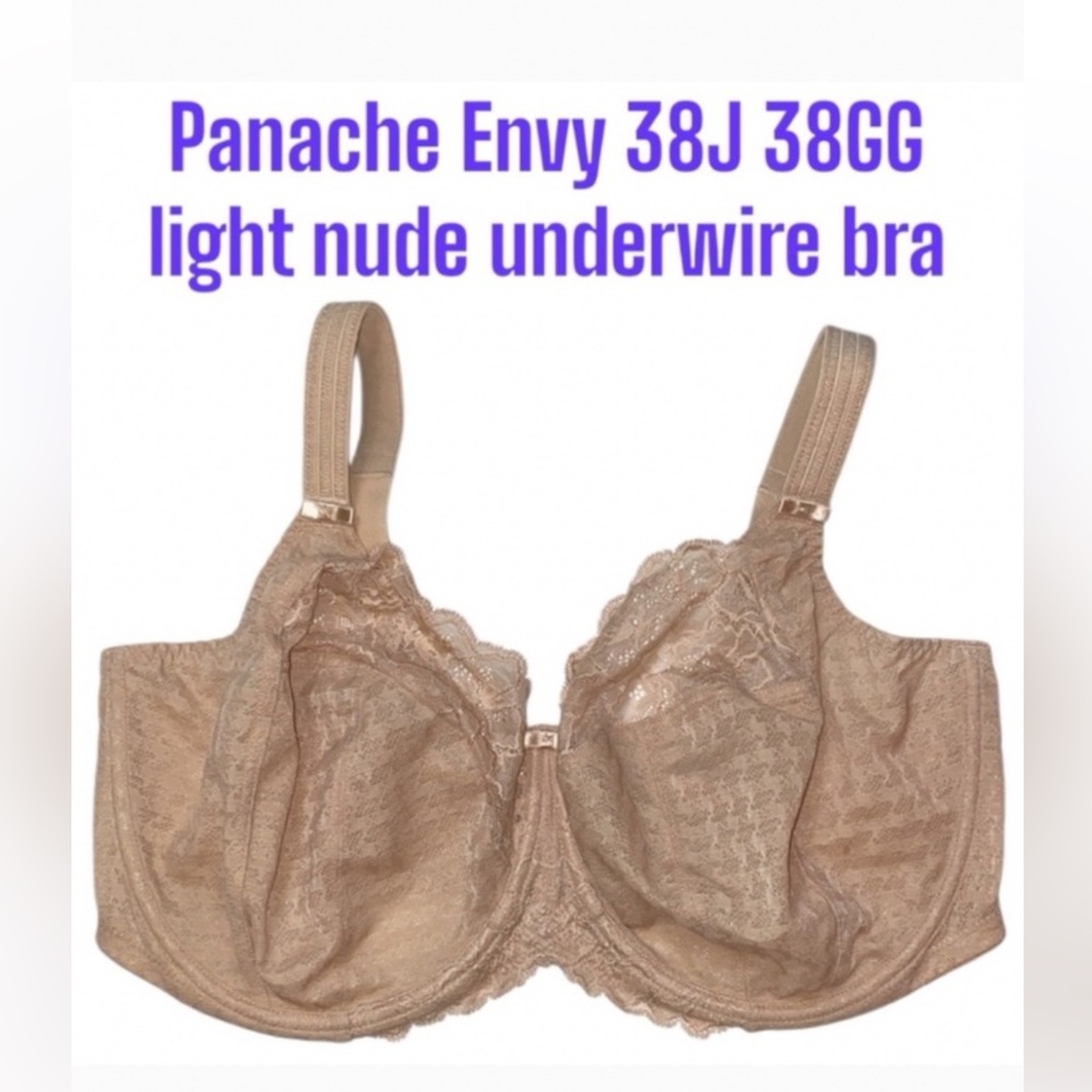 38GG 38J Panache Houndstooth Lace Underwire Bra No padding Semi-Sheer Check Copy